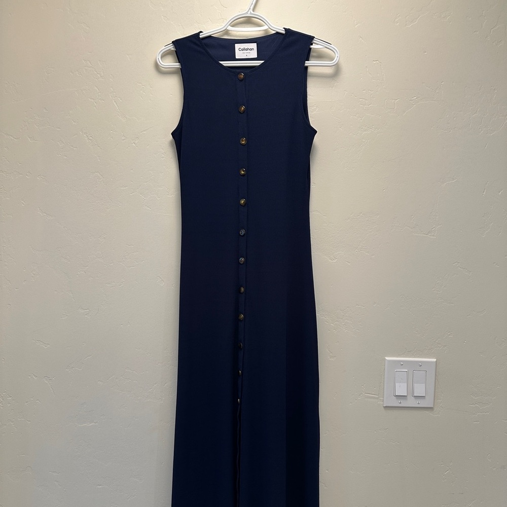 Callahan Blue Sleeveless Sheath Maxi Dress